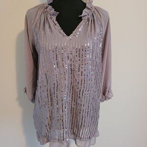 *Gray Tramp Blouse with Sequins